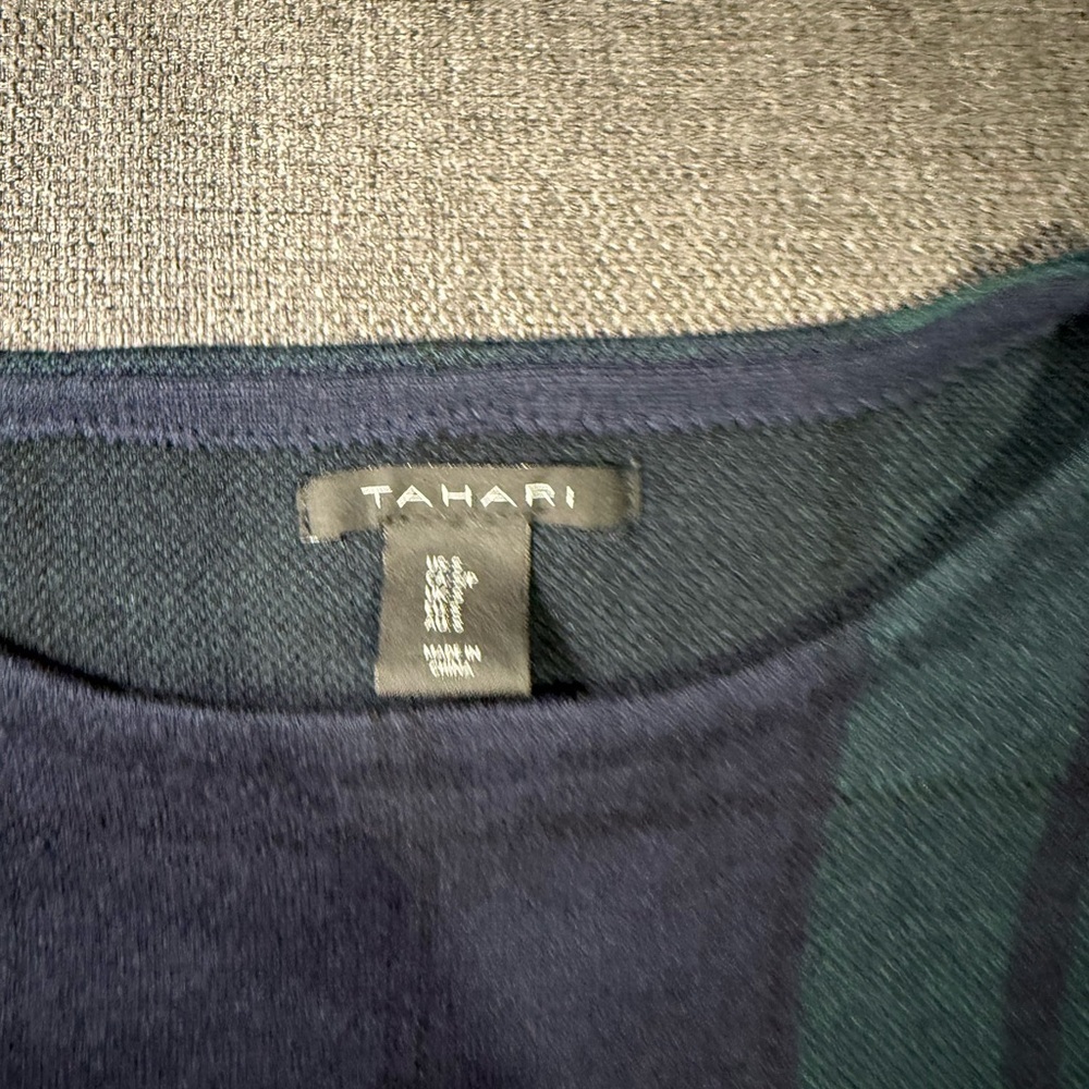 Tahari Women's Crewneck Sweater - Navy and Teal Plaid - Picture 8 of 15